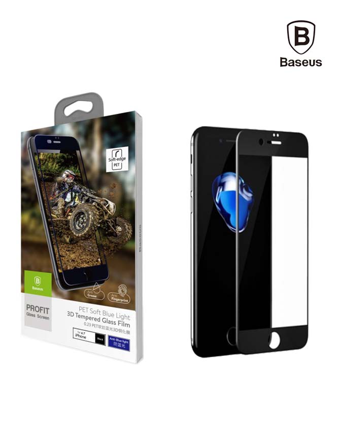Baseus 0.23mm PET Soft 3D Tempered Glass Film for iPhone 8 Black (SGAPIPH8N-PE01)
